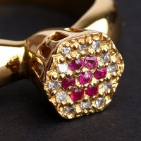 AnelChuveirocom18DiamantesdeMeioPontoe7Rubi