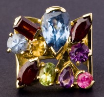 Ring Squared With Brazilian Precious Stones