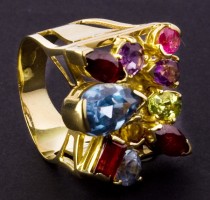 Ring Squared With Brazilian Precious Stones