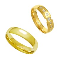 AlianaAnatmicadeOuro18k750Largura5.00mmAltura1.50mm/AlianaAnatmicadeOuro18k750com1Brilhantede6.00Pontose6Brilhantesde2.25PontosLargura5.00mmAltura1.50mm
