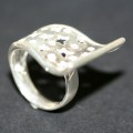 Anillo de Plata 925 con Piedras de Zirconia Ajustable