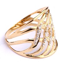 AnelTrabalhadoemOuroAmarelo,OuroBrancocom12DiamantesdeMeioPontoCada