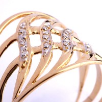 AnelTrabalhadoemOuroAmarelo,OuroBrancocom12DiamantesdeMeioPontoCada
