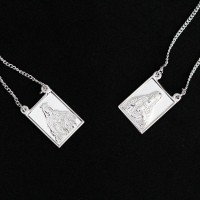 Silver Scapular Necklace 925 Nossa Senhora do Carmo and Sacred Heart of Jesus 70cm