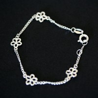 Pulseira de Prata 925 Berloque com Flor 14cm