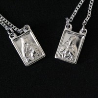 Gargantilla Escapulario de Plata 925 Nuestra Seora del Carmen y Sagrado Corazn de Jess 70cm