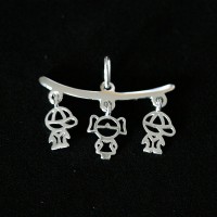 925 Silver Pendant with Canga Boy, Girl and Boy