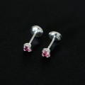 925 pendiente de plata con piedra Zirconia Solitaire Rose