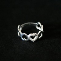 Anillo de plata 925 3 Corazones con Zirconia Piedra