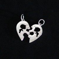 Silver Pendant 925 Heart Face Half Boyfriends