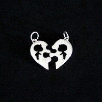 Silver Pendant 925 Heart Face Half Boyfriends