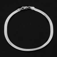 Pulseira de Prata 925 Rabo de Rato Achatado 5 mm Pulseira de Prata 925 Rabo de Rato Achatado 5 mm