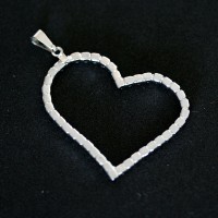 Steel Hollow Heart Pendant with Zirconia Stone