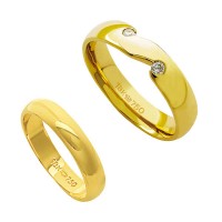 Alianza Anatmico Oro 18k 750 Ancho 4.50mm Altura 1.55mm / Alianza Anatoma 750 con 18K Gold 2 Brillante 2,25 puntos Ancho 4.50mm Altura 1.70mm