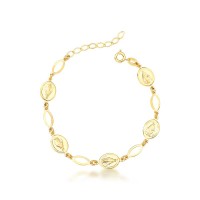 Pulseira Semi Jia Folheado a Ouro Nossa Senhora das Gracas 18cm