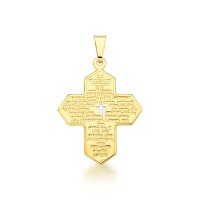 Gold Plated Crucifix Semi Jewel Pendant Our Father Prayer