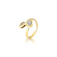 Anillo Falange Chapado en Oro con Piedra Cristal