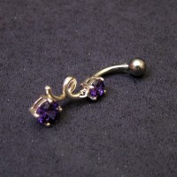 Piercing with 925 Silver and Steel Surgical with Stones from Zirconia Purple