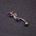 Piercing with 925 Silver and Steel Surgical with Stones from Zirconia Purple