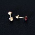 18k Gold Earrings with Red Stone Zirconia