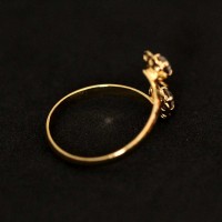 Gold Plated Semi Jewel Ring 02 Adjustable Flowers
