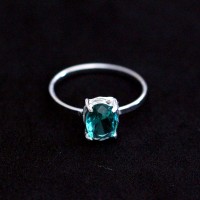 Anel de Prata 925 Falange Oval Turmalina Paraiba