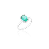 Anel de Prata 925 Falange Oval Turmalina Paraiba