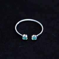 Silver Ring 925 Adjustable Glass Tourmaline Paraiba