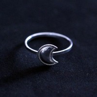 Silver Ring 925 09 Half Moon