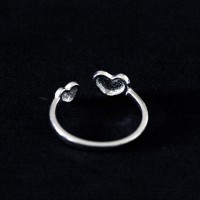 925 Silver Ring Phalanx Adjustable Hearts Composite