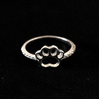 Anillo de Plata 925 Patinha Perro con Piedras de Zirconia