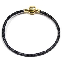 Pulseira de Couro Sinttico com Folheado a Ouro Momentos de Vida 20cm / 3mm