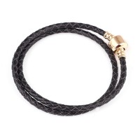 Pulseira de Couro Sinttico com Folheado a Ouro Momentos de Vida 48cm / 3mm