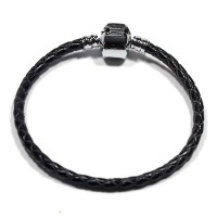 Synthetic Leather Bracelet with Silver Bath Life Moments 16cm / 3mm