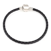 Synthetic Leather Bracelet with Silver Bath Life Moments 16cm / 3mm