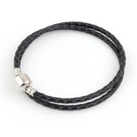 PulseiradeCouroSintticocomBanhodePrataMomentosdeVida48cm/3mm