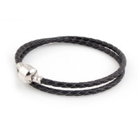 Synthetic Leather Bracelet with Silver Bath Life Moments 48cm / 3mm