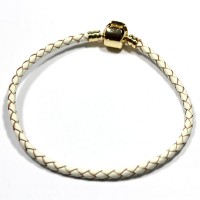 Pulseira de Couro Sinttico com Folheado a Ouro Momentos de Vida 20cm / 3mm