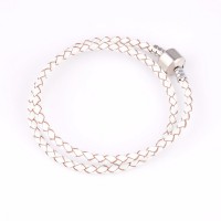 Pulsera de cuero sinttico con Momentos de plata vida bao 48cm / 3 mm