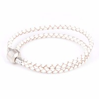 Pulsera de cuero sinttico con Momentos de plata vida bao 48cm / 3 mm