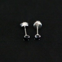 Solitary 316L Stainless Steel Earring with Black Zirconia Stone