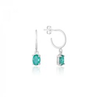 Silver Earring 925 Paraiba Tourmaline Hoop