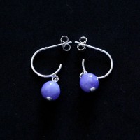 925 Silver Earring Ball Thread 8mm Jade Lavender