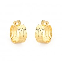 Earring Semi-Jewel Gold Plated Double Ring with Scratches