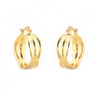Earring Semi-Jewel Gold Plated Stripe Ring with Two Knots