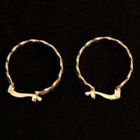 BrincoSemiJiaFolheadoaOuroArgolaTranadaAchatada