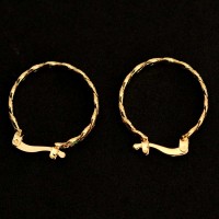 Gold Plated Semi Jewel Earring Flat Braided Ring