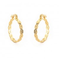 Gold Plated Semi Jewel Earring Flat Braided Ring