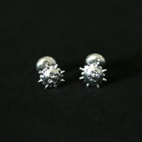 Silver Earring Baby Press Sun