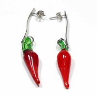 Brinco de Aço Inox com Pimenta Murano Brinco de Aço Inox com Pimenta Murano